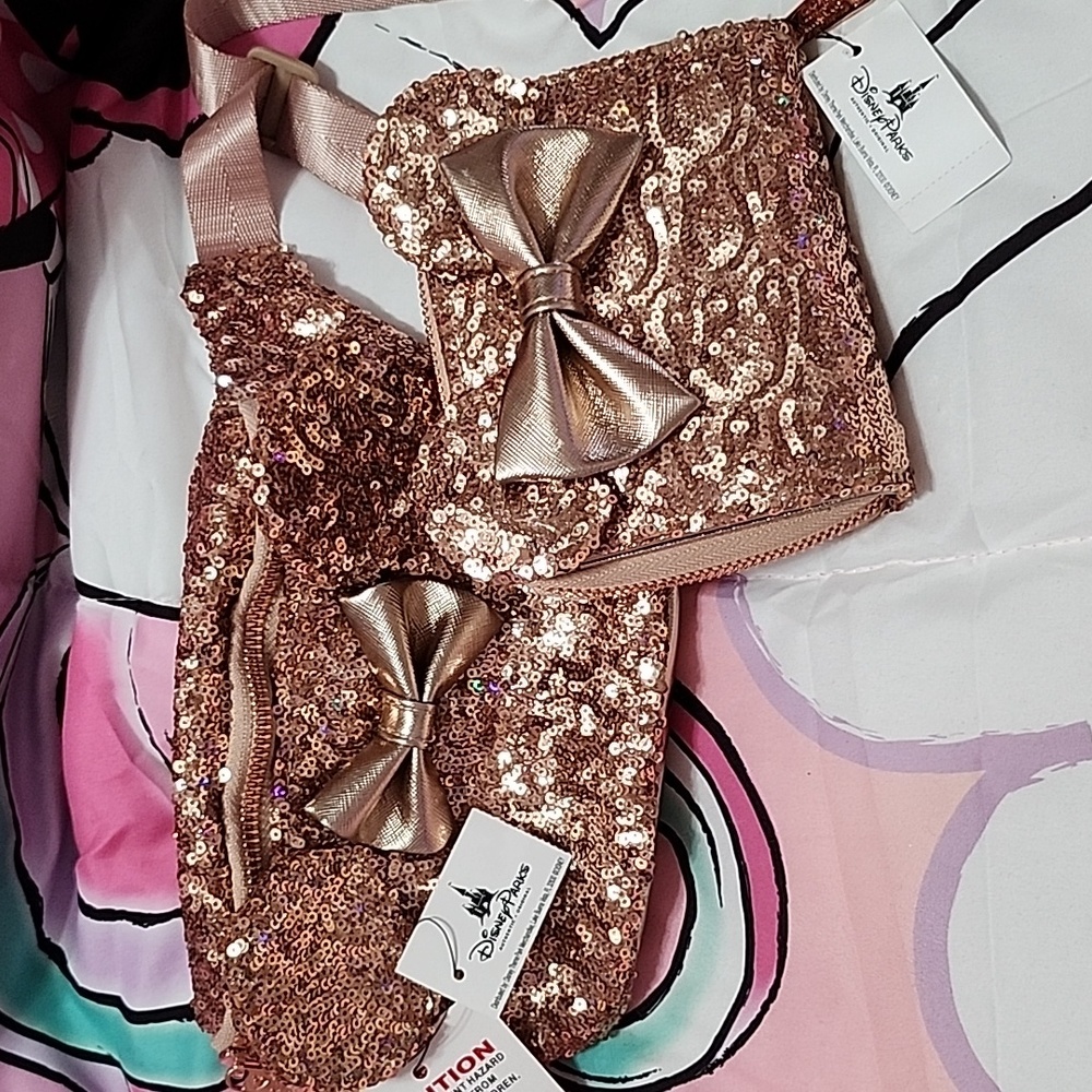 NWT Loungefly Disney Rose Gold Fanny Pack and Wallet Authentic from Disneyland